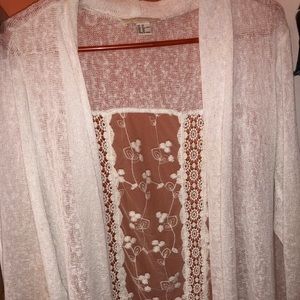 Forever 21 LONG Lace 3/4 Length Sleeve Kimono
